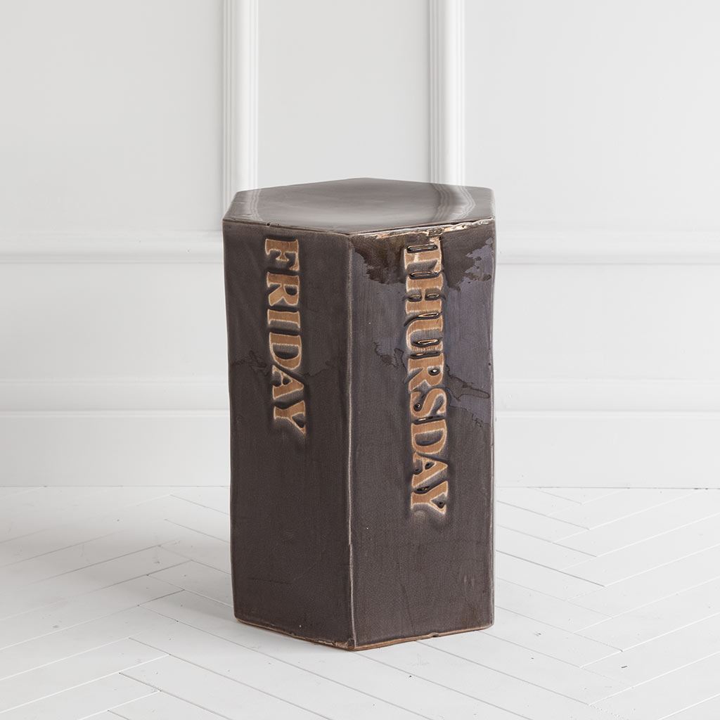 Black Ceramic Accent Table with Hexagonal Top
