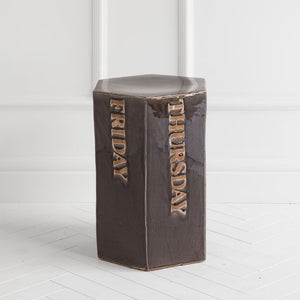 Black Ceramic Accent Table with Hexagonal Top