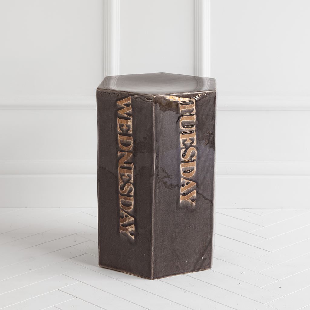 Black Ceramic Accent Table with Hexagonal Top