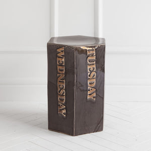 Black Ceramic Accent Table with Hexagonal Top