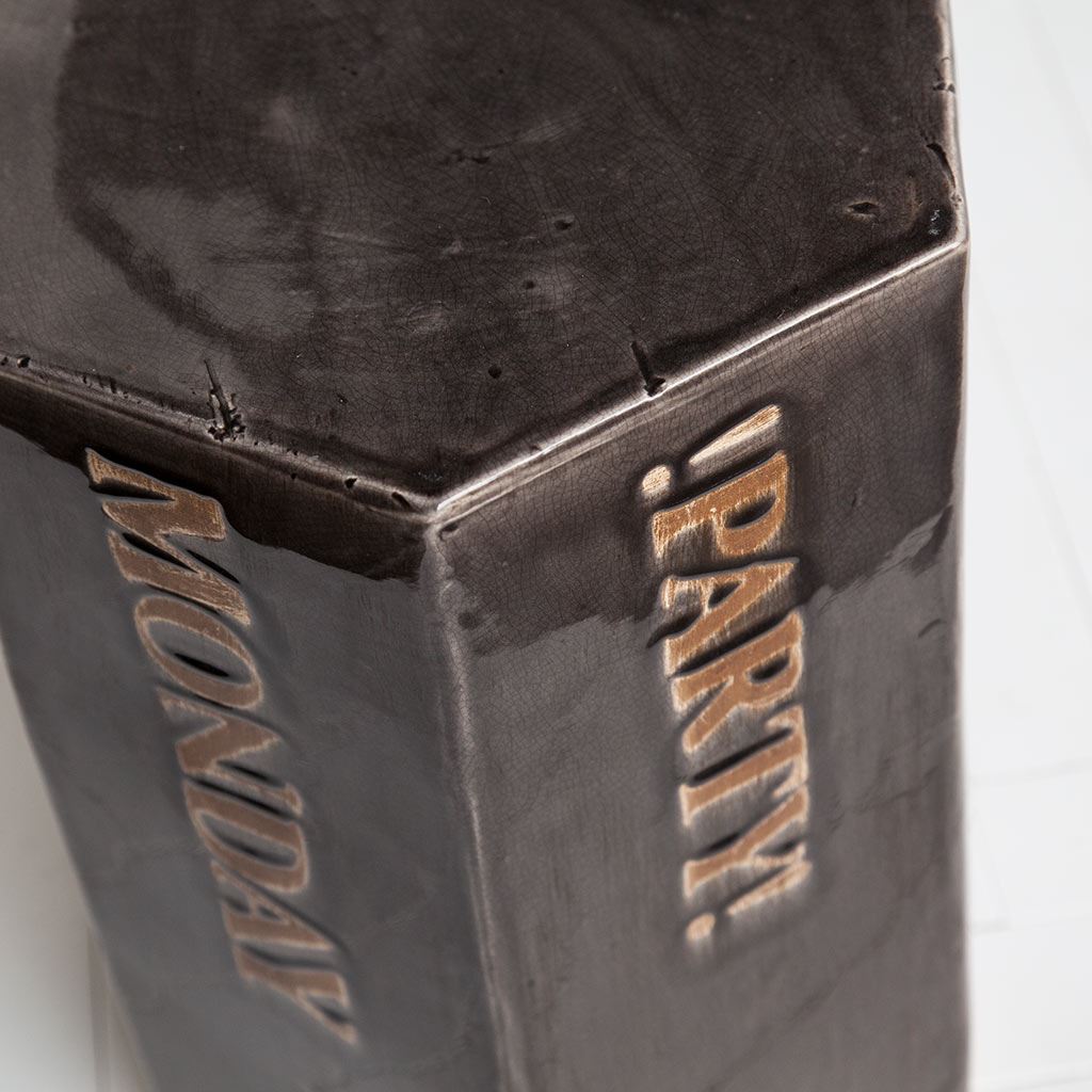 Black Ceramic Accent Table with Hexagonal Top