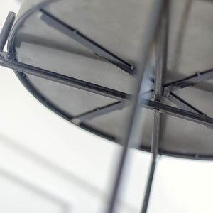 Round Rusty Brown Tray Top Accent Table with Black Iron Frame