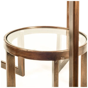 Set of 2  Round Glass Top Accent Tables with Metal Framed