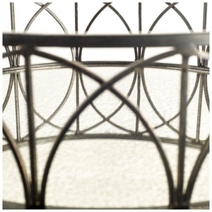Hour-Glass Mirrored Top Accent Table with Black Iron Base