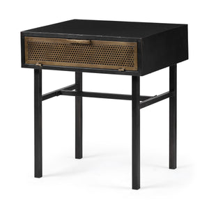 Rectangluar Black and Gold Metal Accent Table