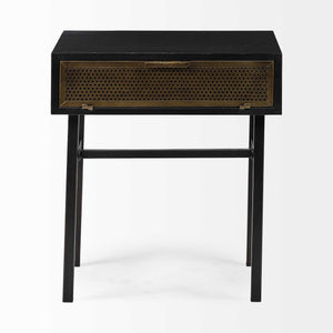 Rectangluar Black and Gold Metal Accent Table