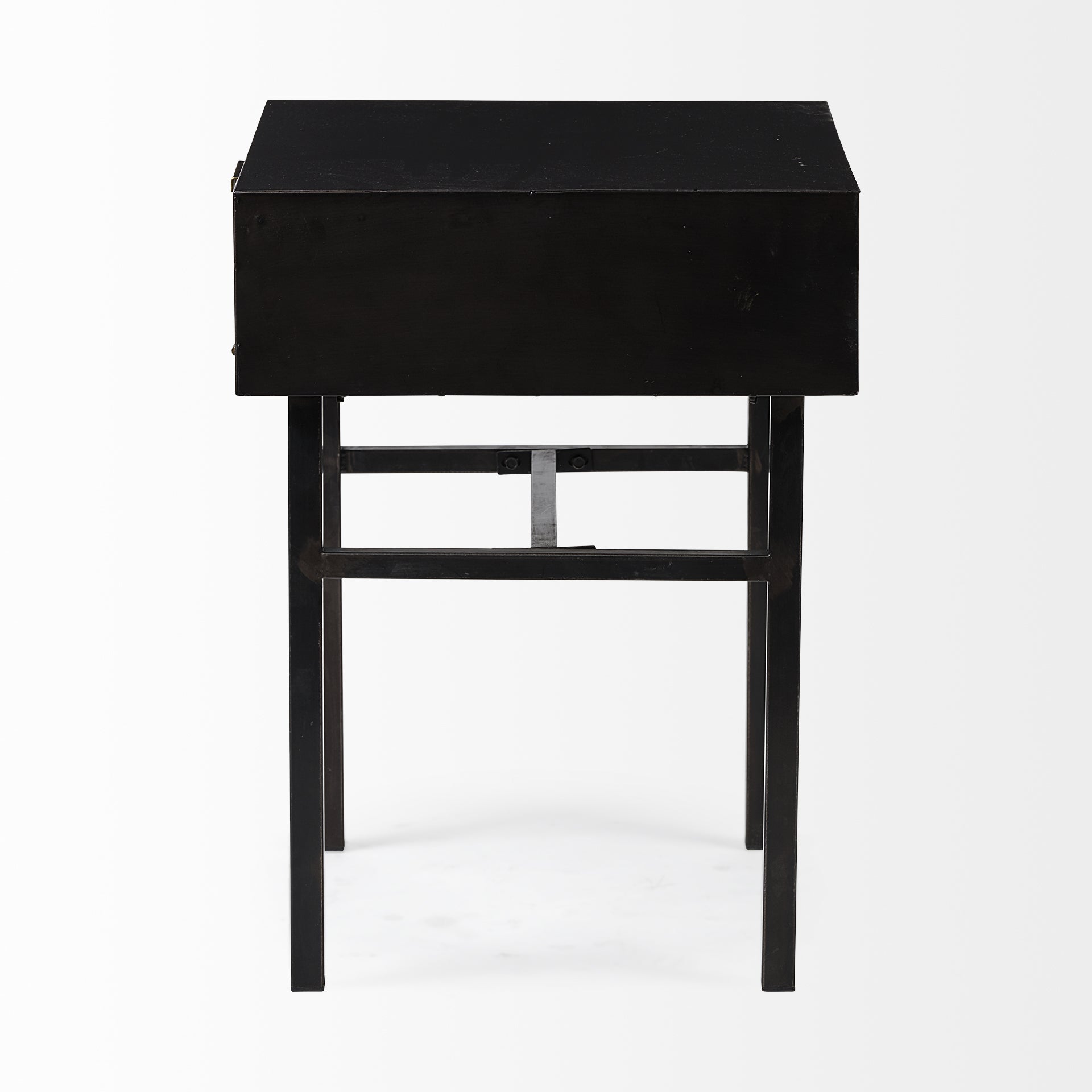 Rectangluar Black and Gold Metal Accent Table