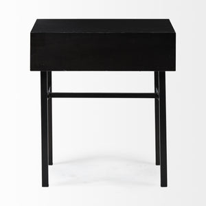 Rectangluar Black and Gold Metal Accent Table