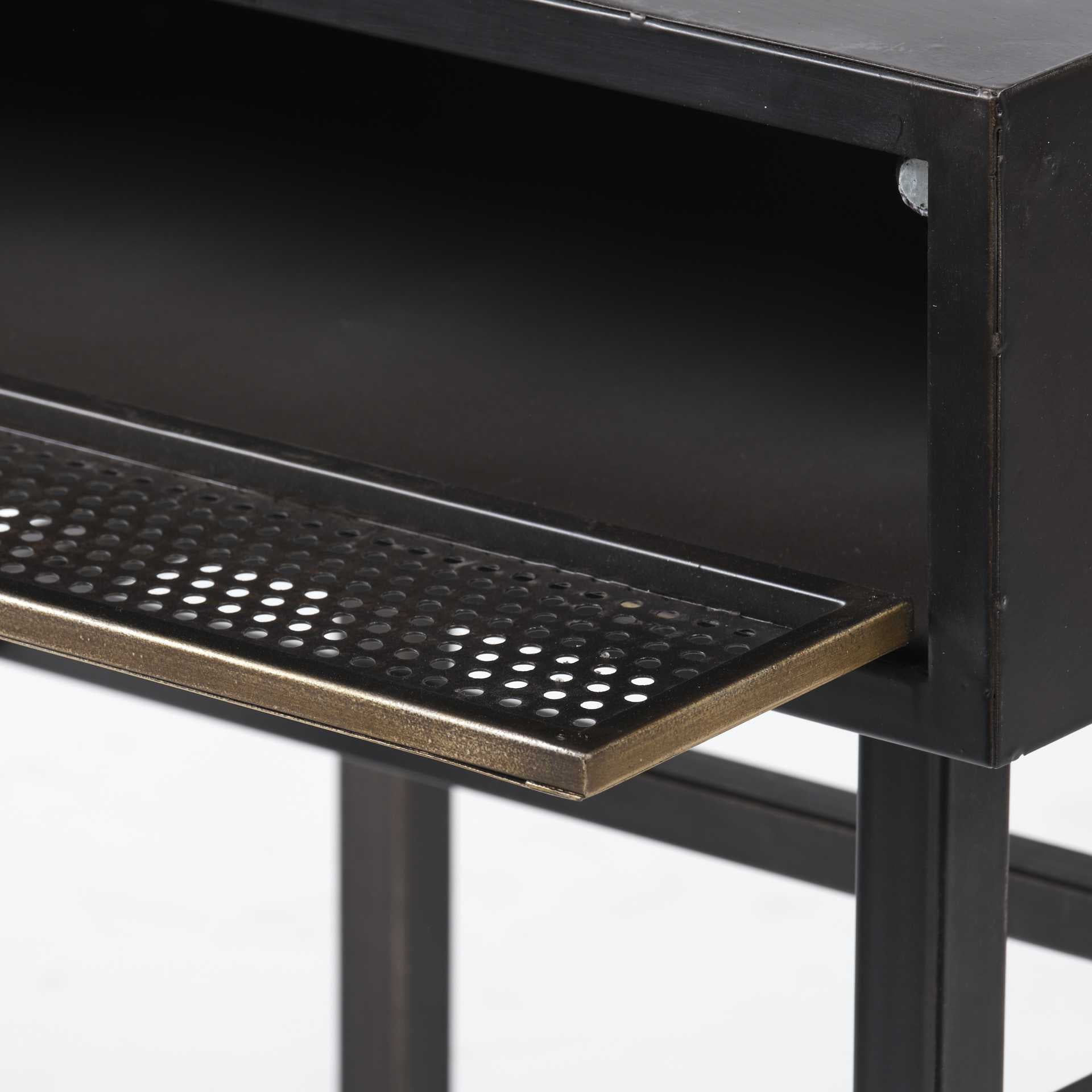 Rectangluar Black and Gold Metal Accent Table
