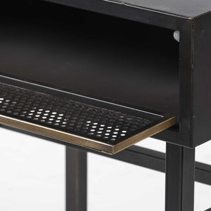 Rectangluar Black and Gold Metal Accent Table