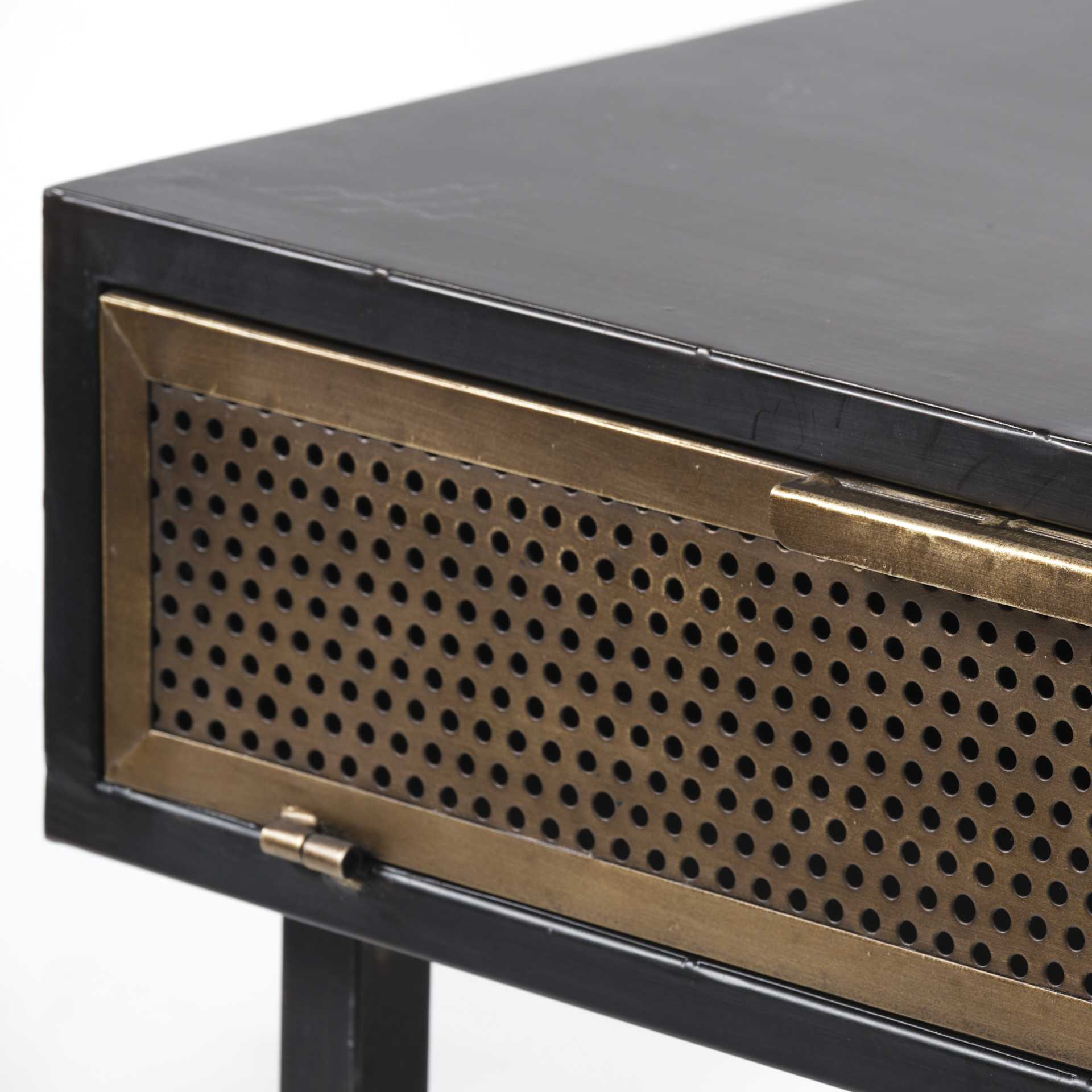 Rectangluar Black and Gold Metal Accent Table
