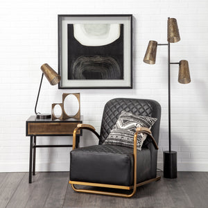 Rectangluar Black and Gold Metal Accent Table