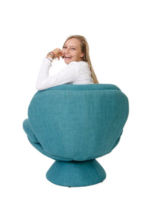 Comfy Turquoise Swivel Wing Arms Accent Chair