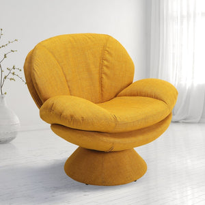 Comfy Khaki Swivel Wing Arms Accent Chair