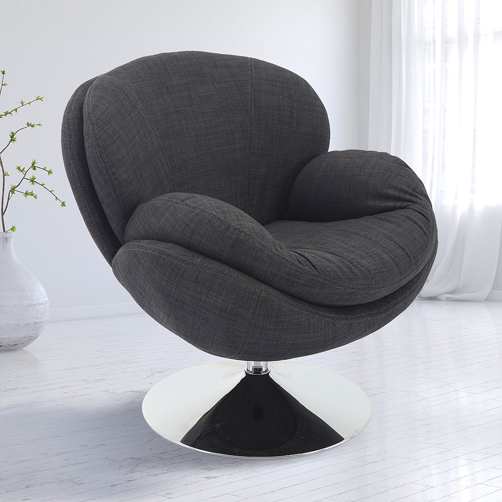 Comfy Anthracite Swivel Wing Arms Accent Chair