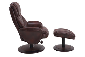 Whisky Faux Leather Swivel Adjustable Recliner and Ottoman Set