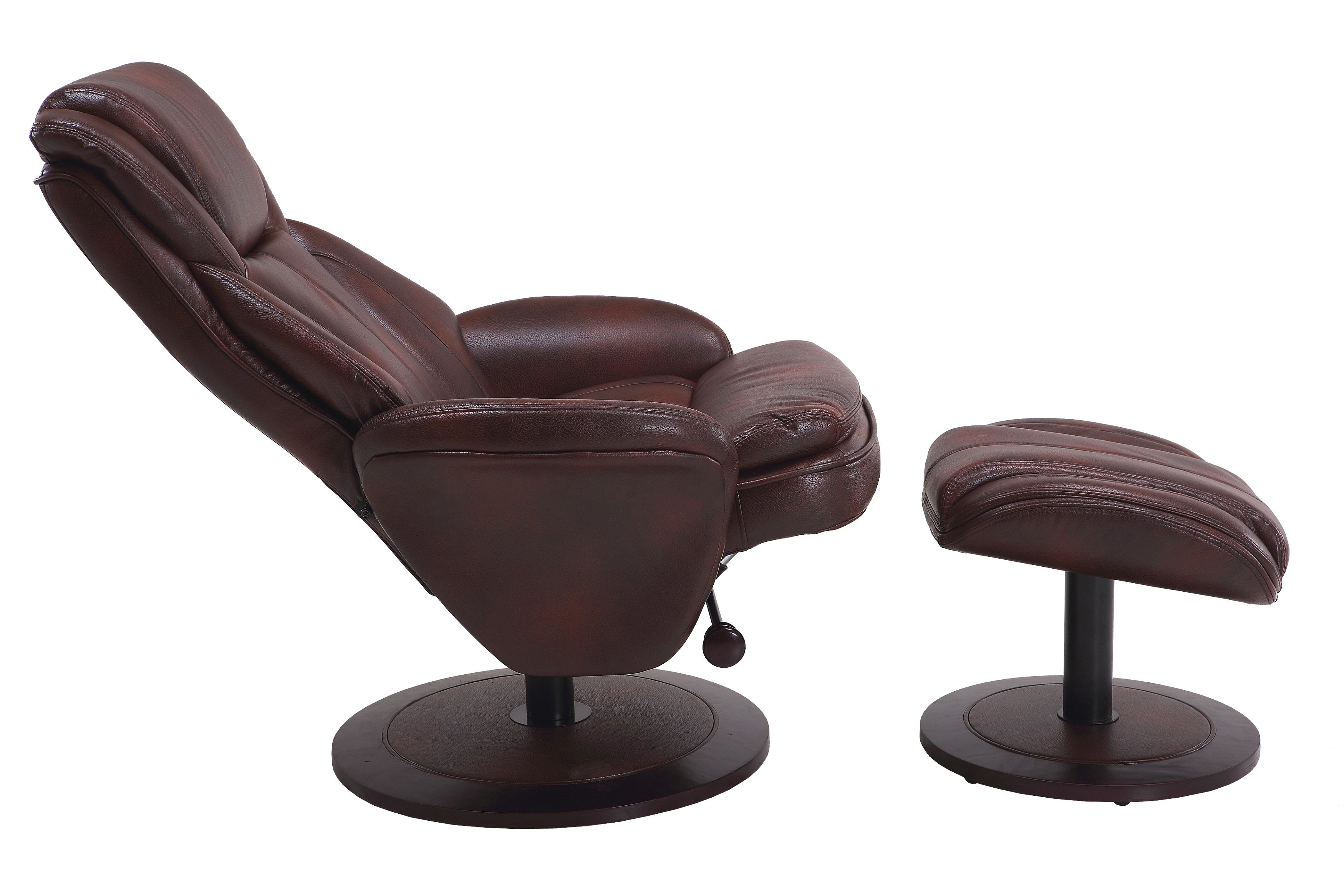 Whisky Faux Leather Swivel Adjustable Recliner and Ottoman Set