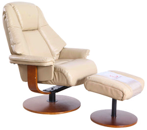 Cobble Faux Leather Swivel Adjustable Recliner and Ottoman Set