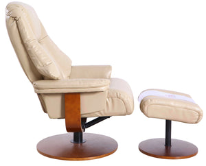 Cobble Faux Leather Swivel Adjustable Recliner and Ottoman Set