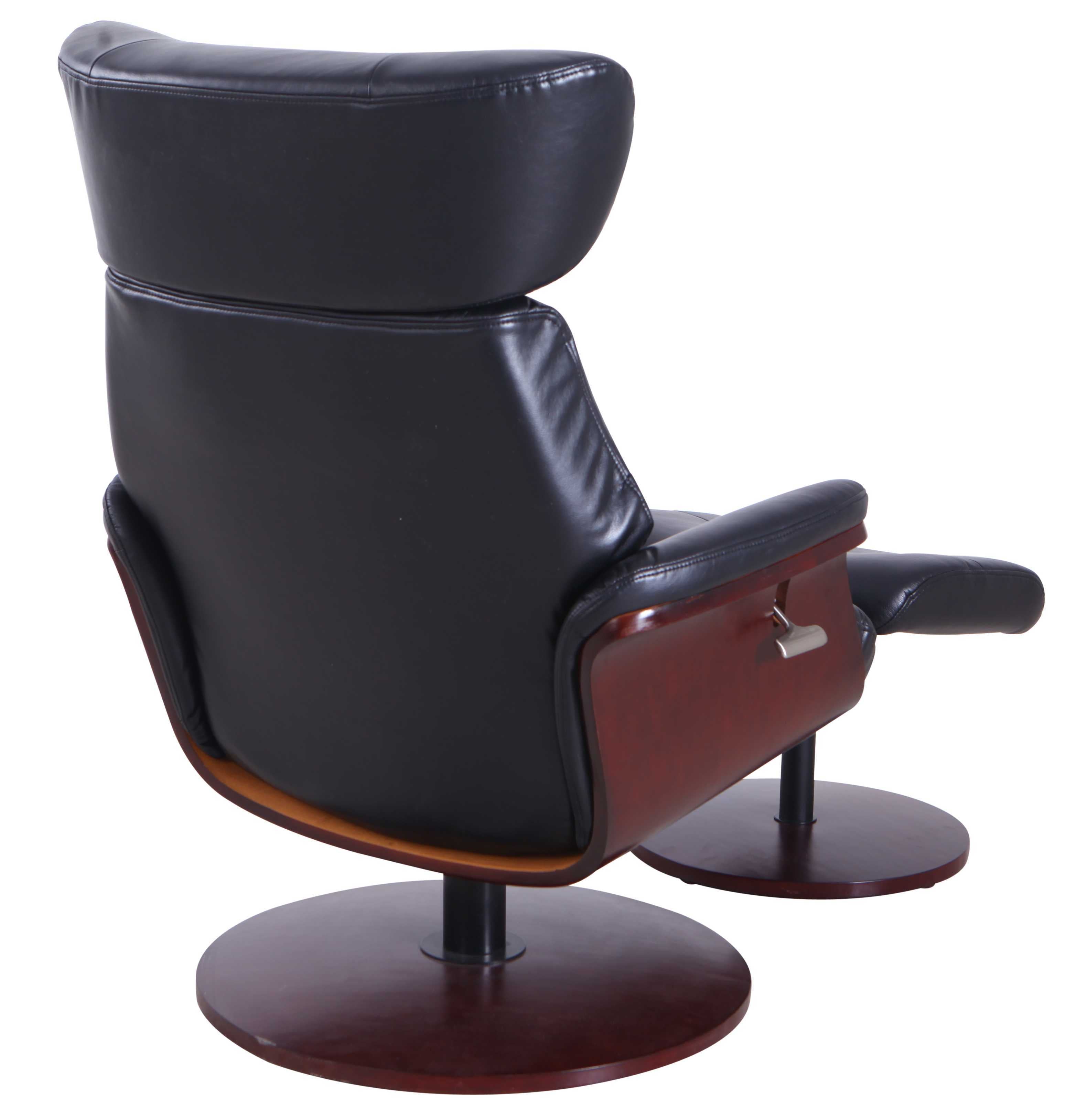 Black Faux Leather Swivel Adjustable Recliner and Ottoman Set