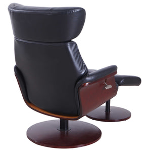 Black Faux Leather Swivel Adjustable Recliner and Ottoman Set