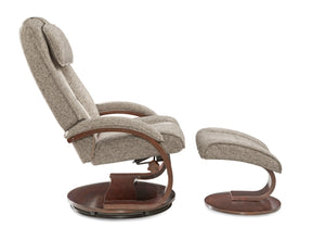 Teatro Graphite Upholstered Swivel Adjustable Recliner and Ottoman Set