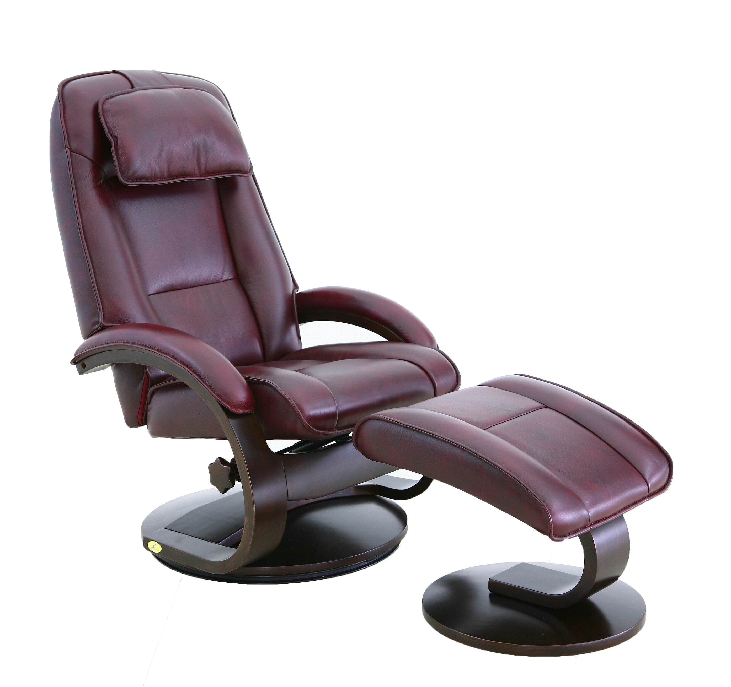 Merlot Faux Leather Swivel Adjustable Recliner and Ottoman Set