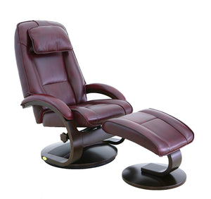 Merlot Faux Leather Swivel Adjustable Recliner and Ottoman Set