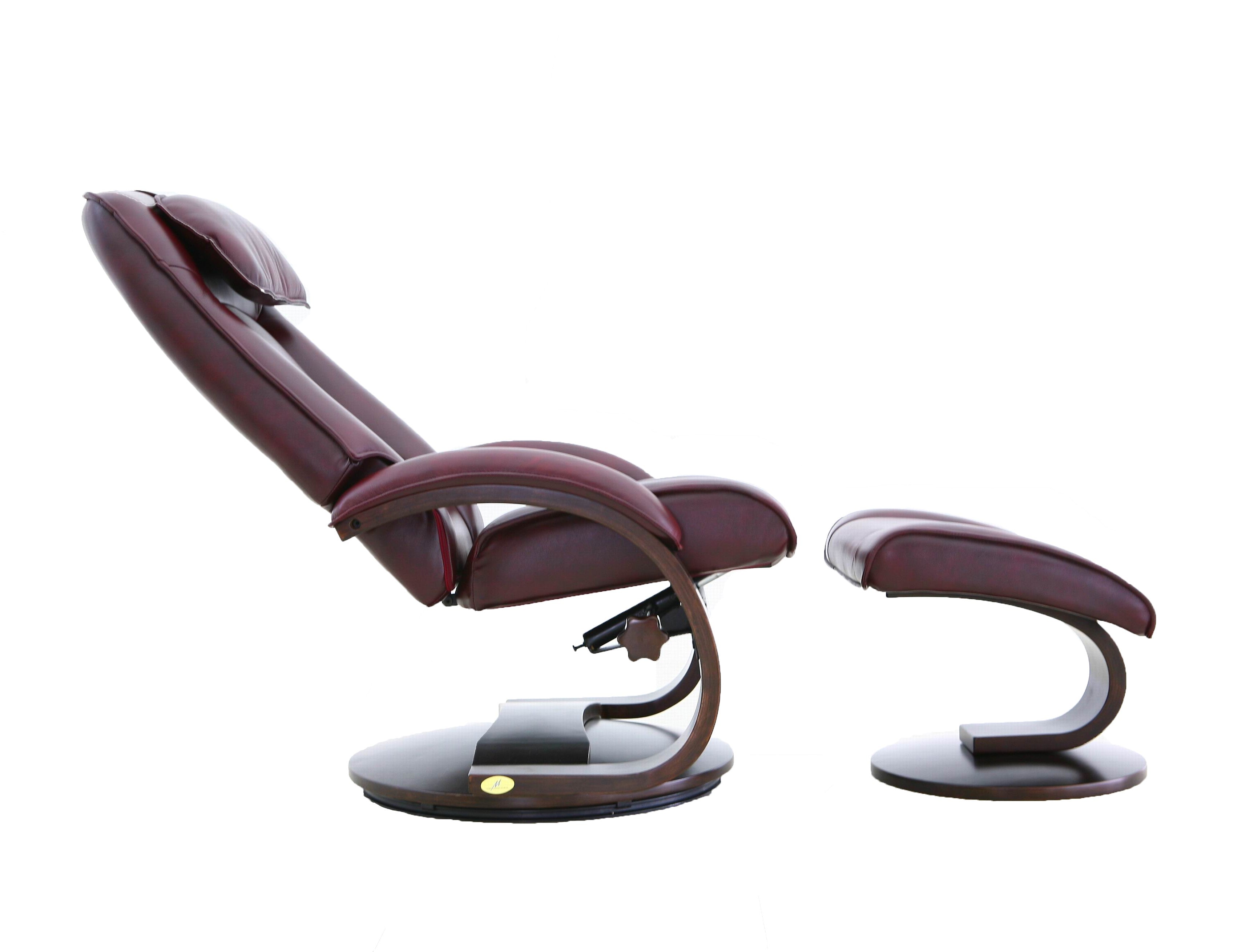 Merlot Faux Leather Swivel Adjustable Recliner and Ottoman Set