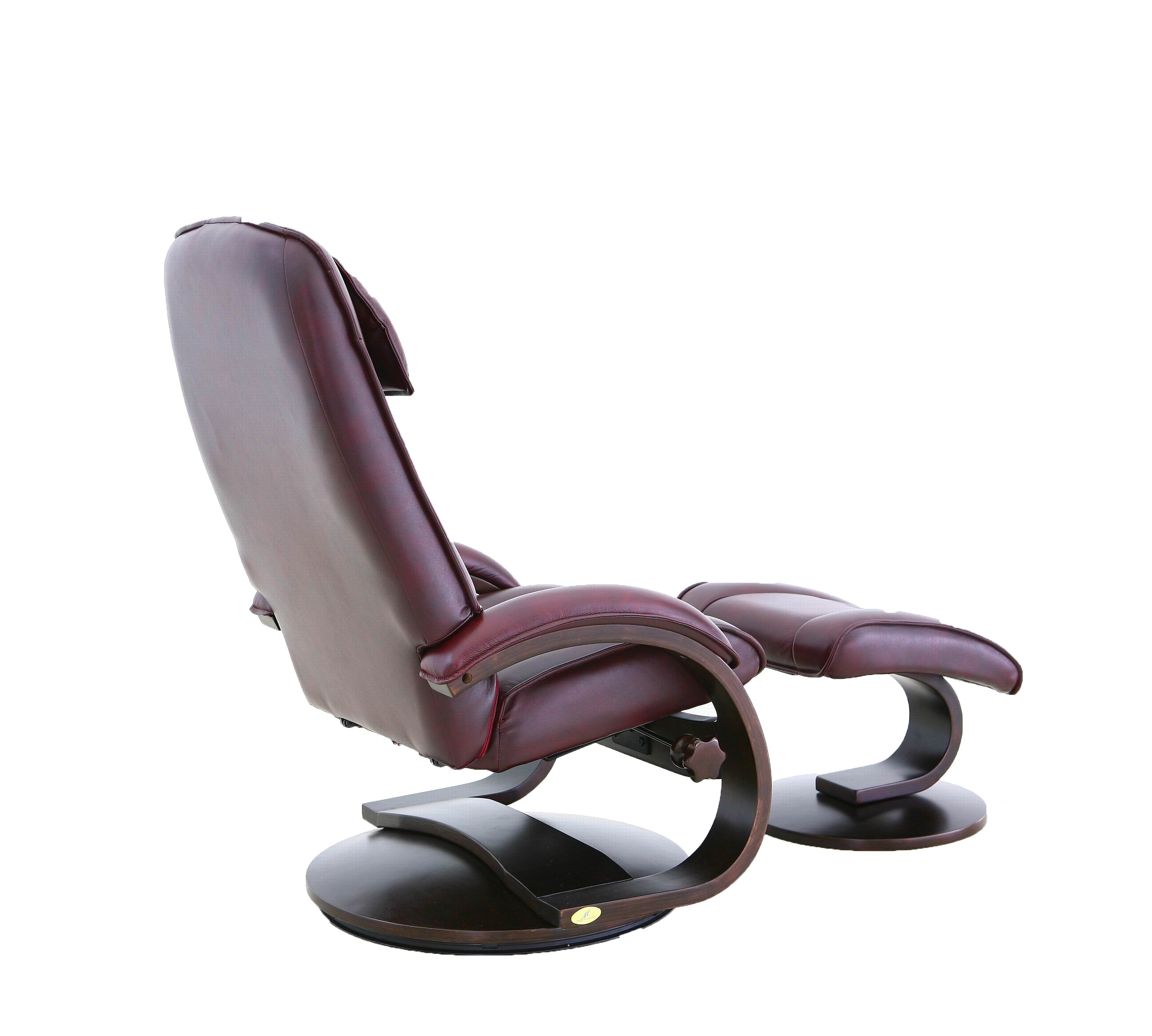 Merlot Faux Leather Swivel Adjustable Recliner and Ottoman Set