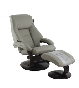 Putty Faux Leather Swivel Adjustable Recliner and Ottoman Set