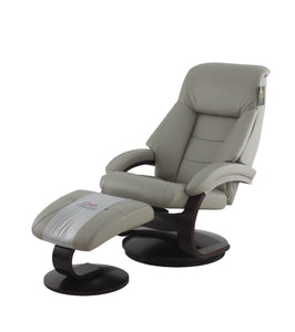 Putty Faux Leather Swivel Adjustable Recliner and Ottoman Set