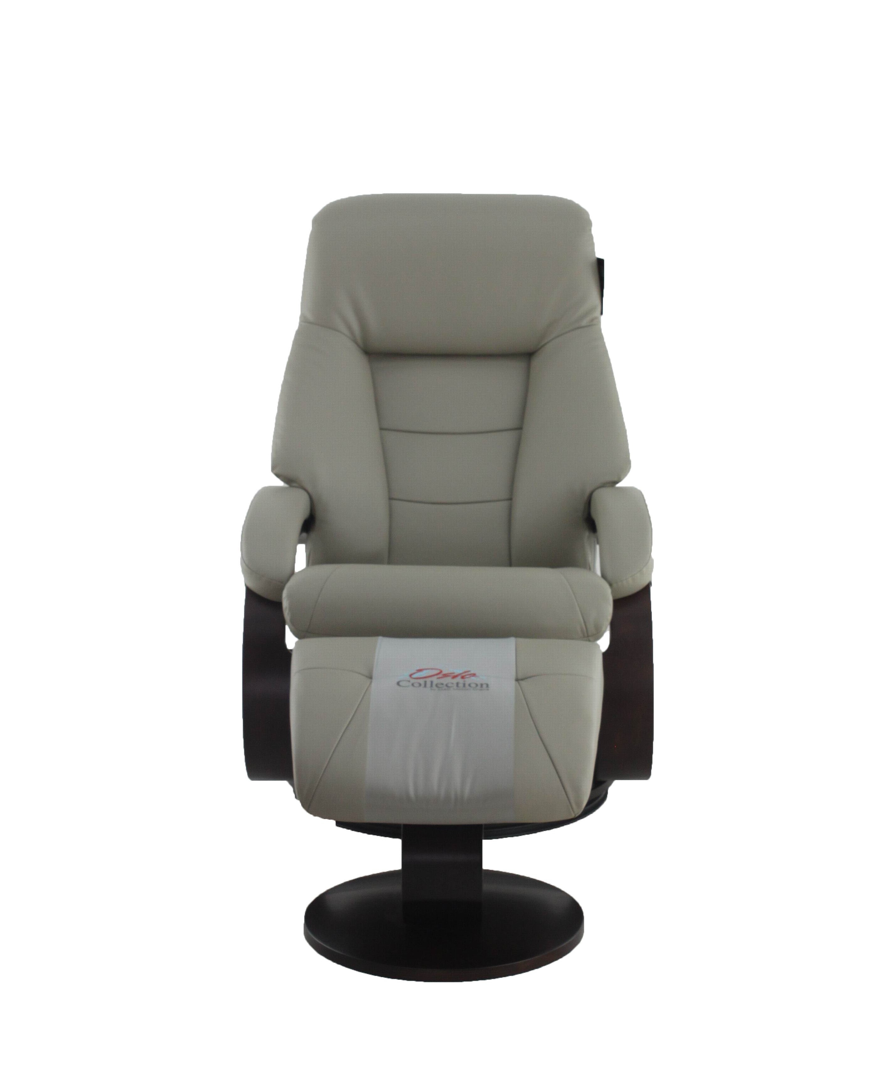Putty Faux Leather Swivel Adjustable Recliner and Ottoman Set