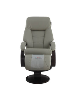 Putty Faux Leather Swivel Adjustable Recliner and Ottoman Set