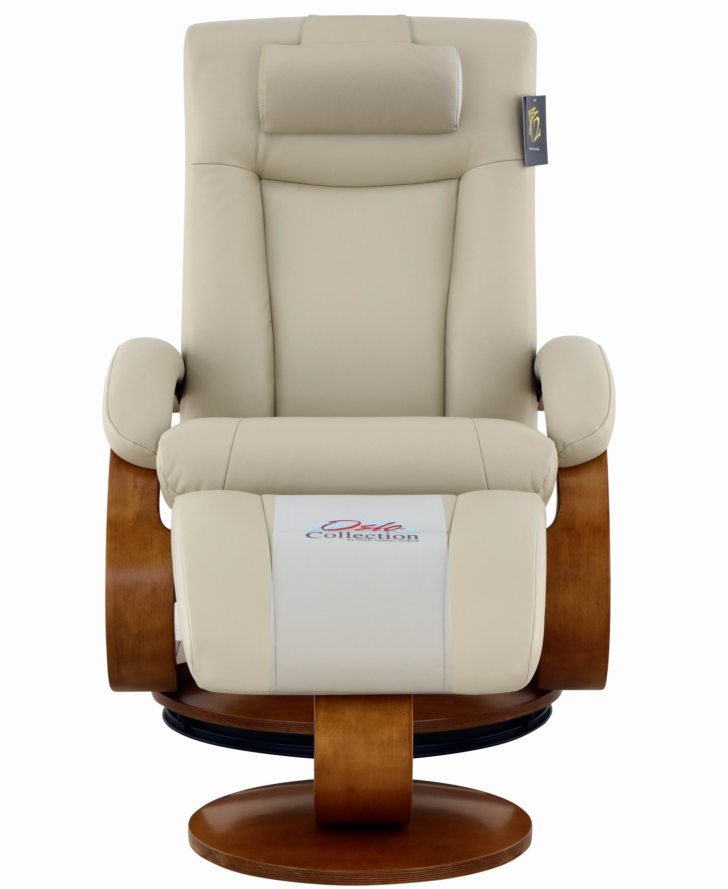 Beige Faux Leather Swivel Adjustable Recliner and Ottoman Set with Pillow