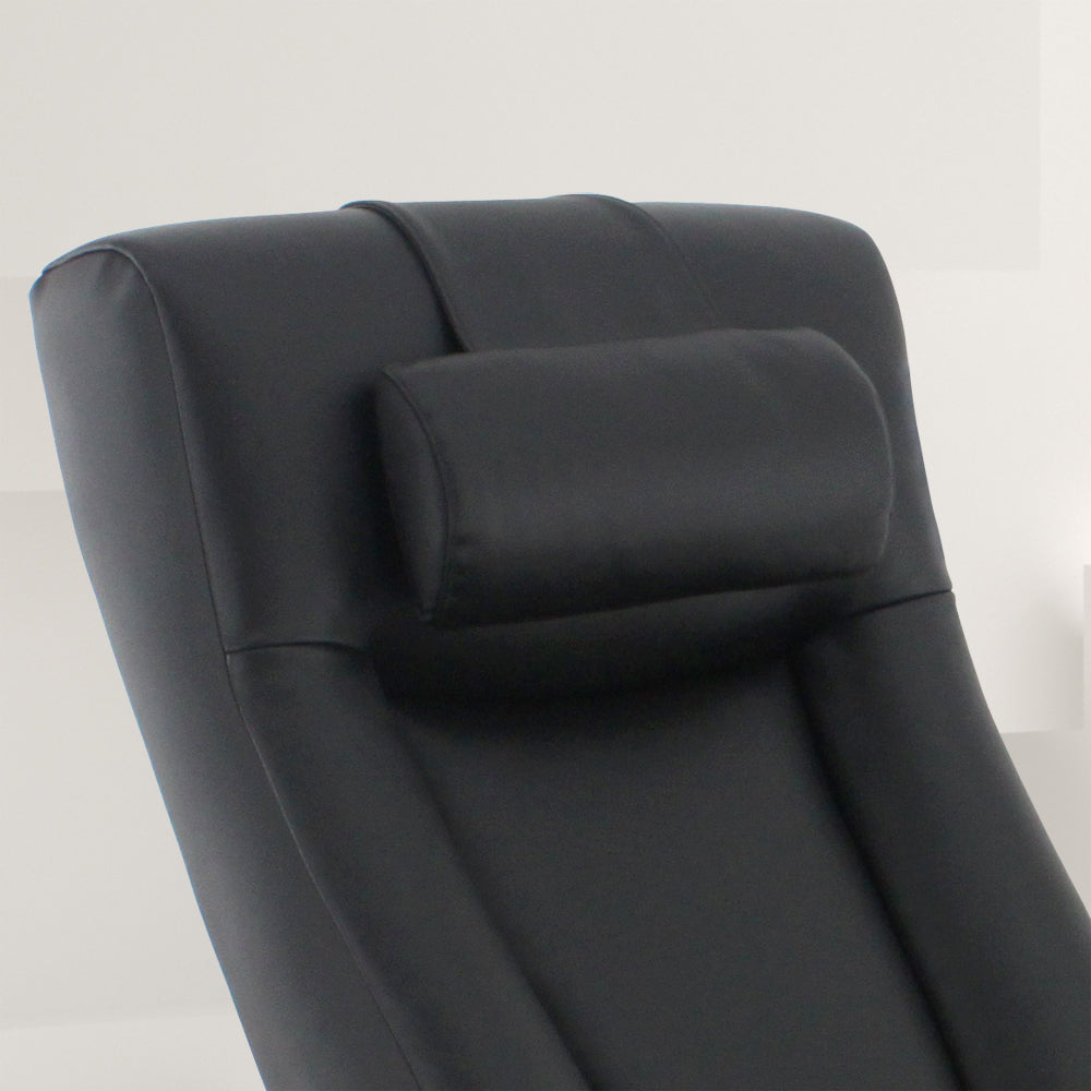 Black Faux Leather Swivel Adjustable Recliner and Ottoman Set with Pillow