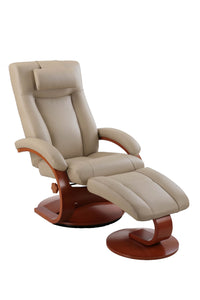 Cobblestone Faux Leather Swivel Adjustable Recliner and Ottoman Set with Pillow