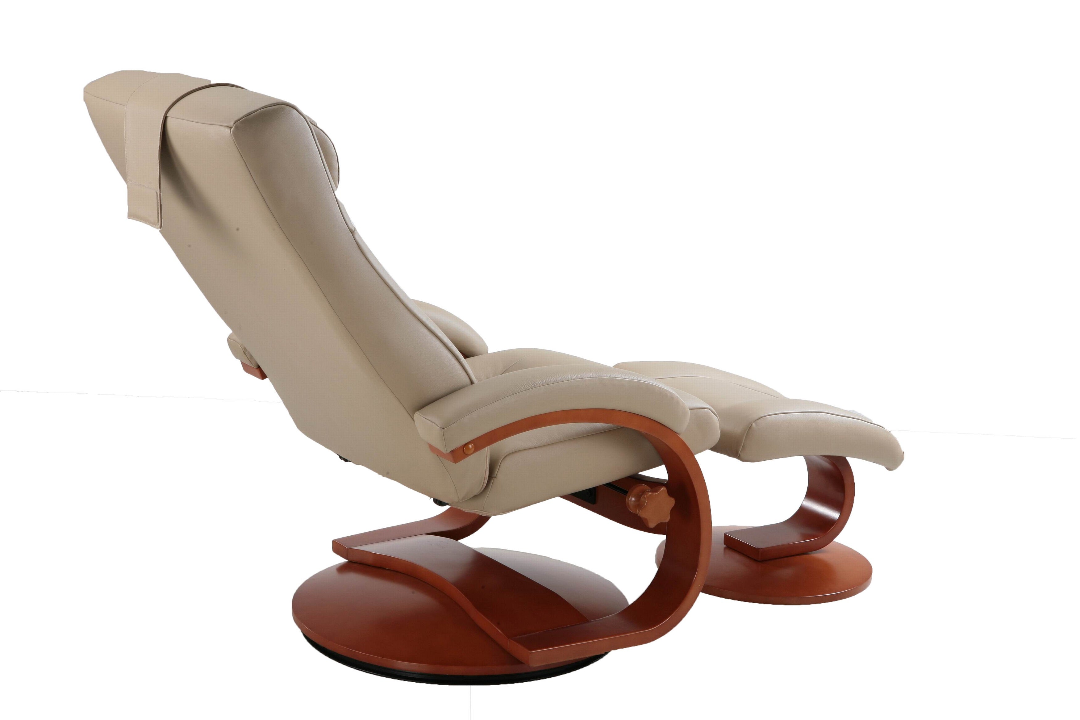 Cobblestone Faux Leather Swivel Adjustable Recliner and Ottoman Set with Pillow