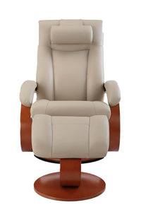 Cobblestone Faux Leather Swivel Adjustable Recliner and Ottoman Set with Pillow