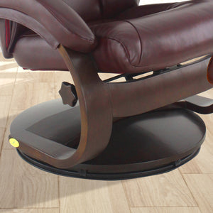 Merlot Faux Leather Swivel Adjustable Recliner and Ottoman Set with Pillow