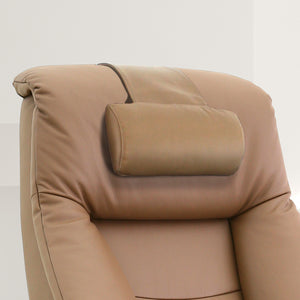 Sand Faux Leather Swivel Adjustable Recliner and Ottoman Set with Pillow