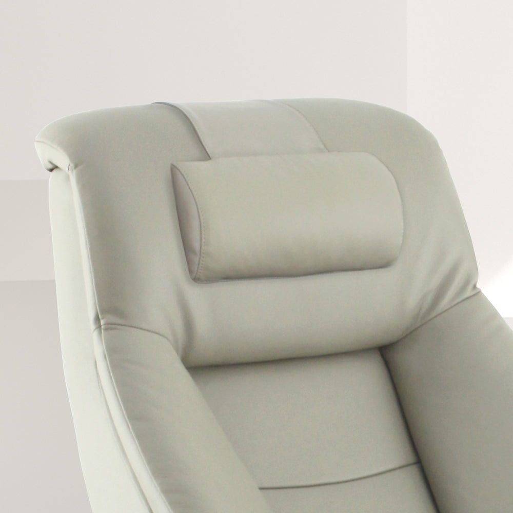 Putty Faux Leather Swivel Adjustable Recliner and Ottoman Set with Pillow