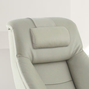 Putty Faux Leather Swivel Adjustable Recliner and Ottoman Set with Pillow