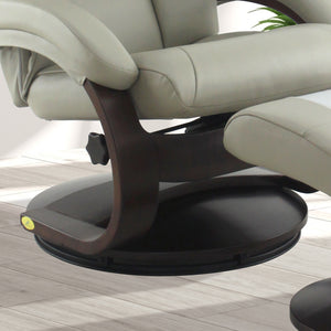Putty Faux Leather Swivel Adjustable Recliner and Ottoman Set with Pillow