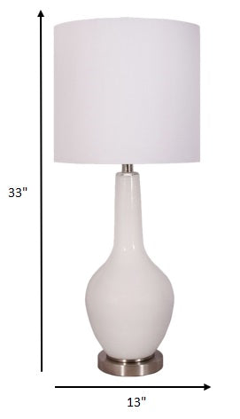 Set of 2 White Modern Glass Table Lamps