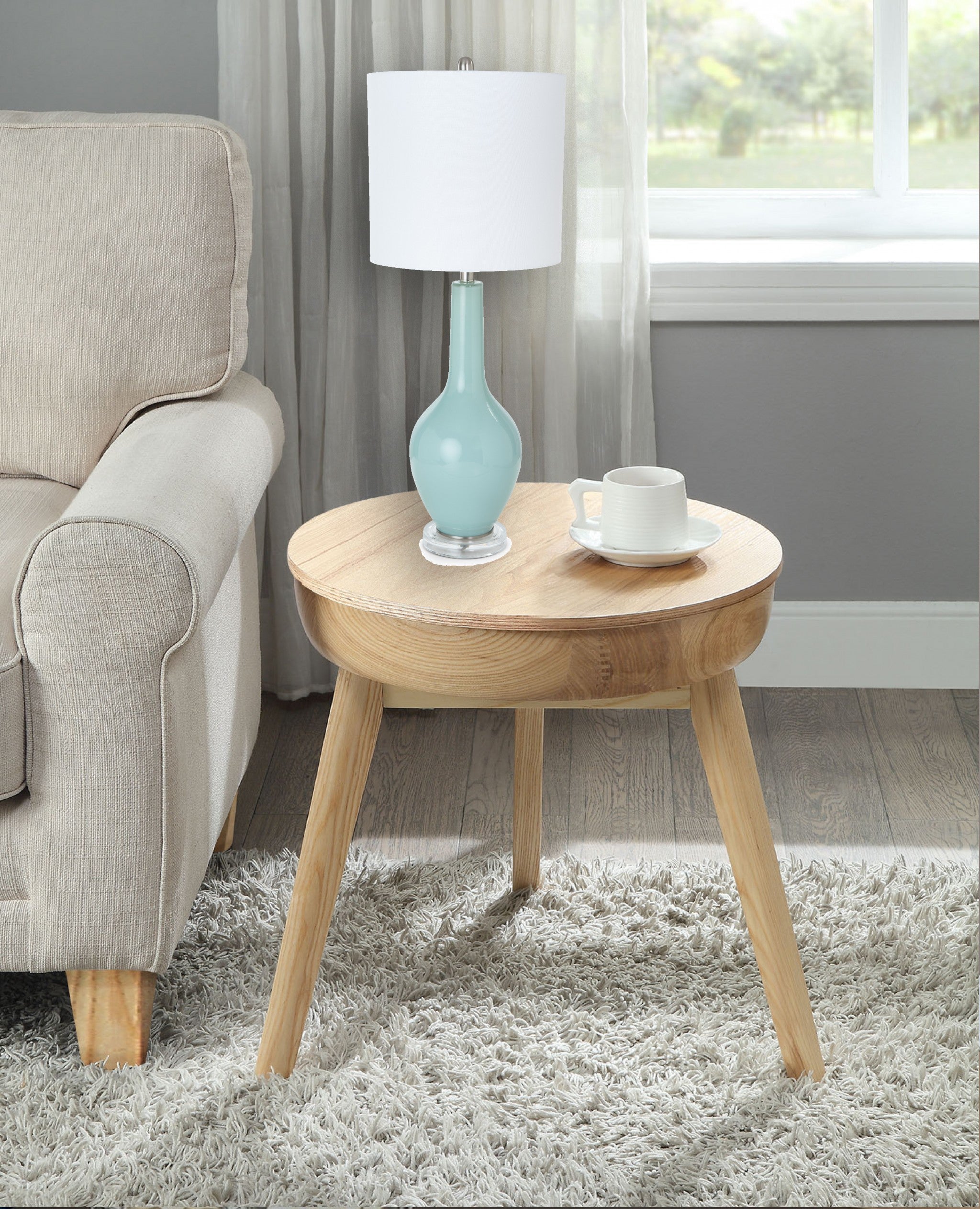 Set of 2 Aqua Modern Acrylic Table Lamps