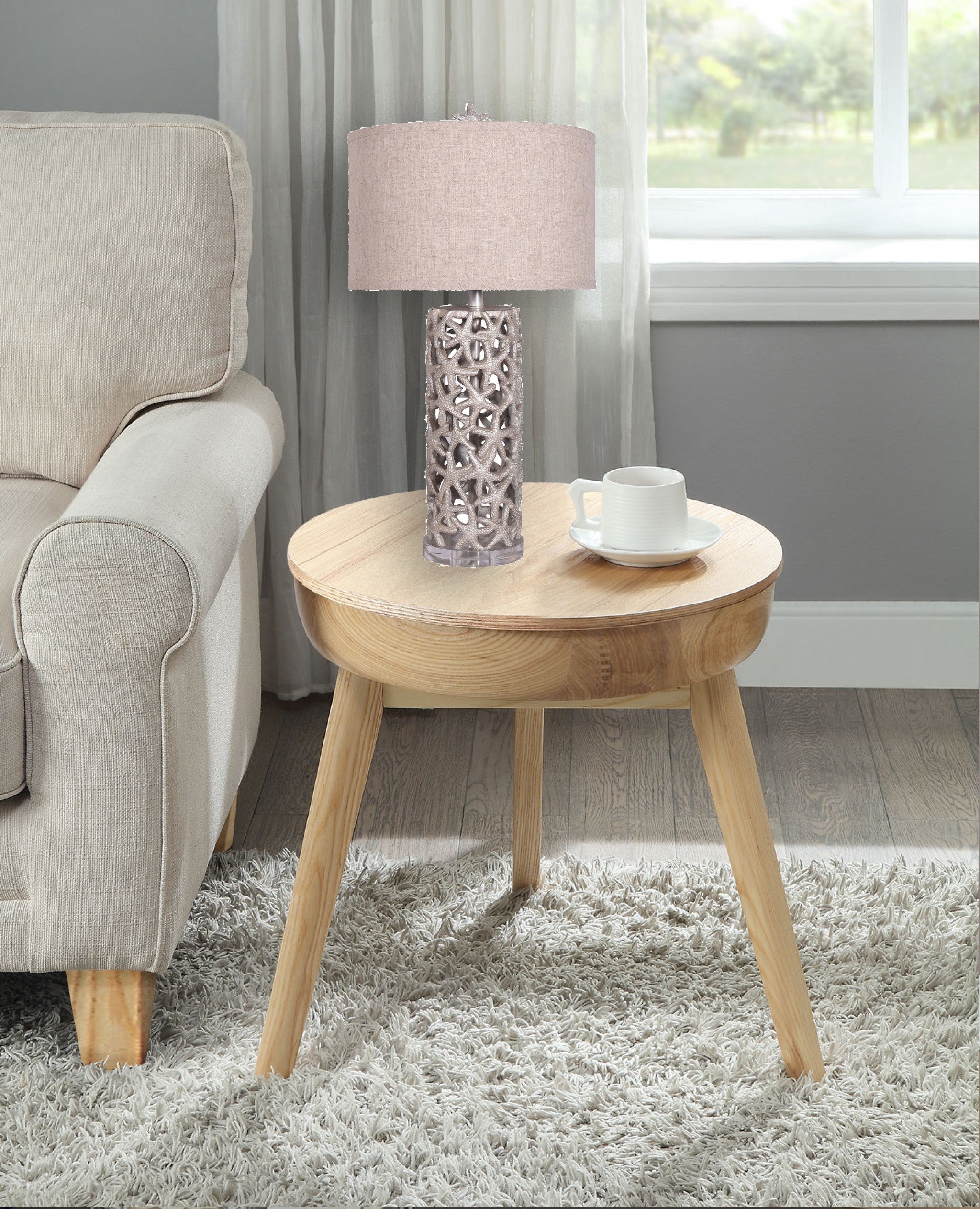 Set of 2 Beige Starfish Network Table Lamps