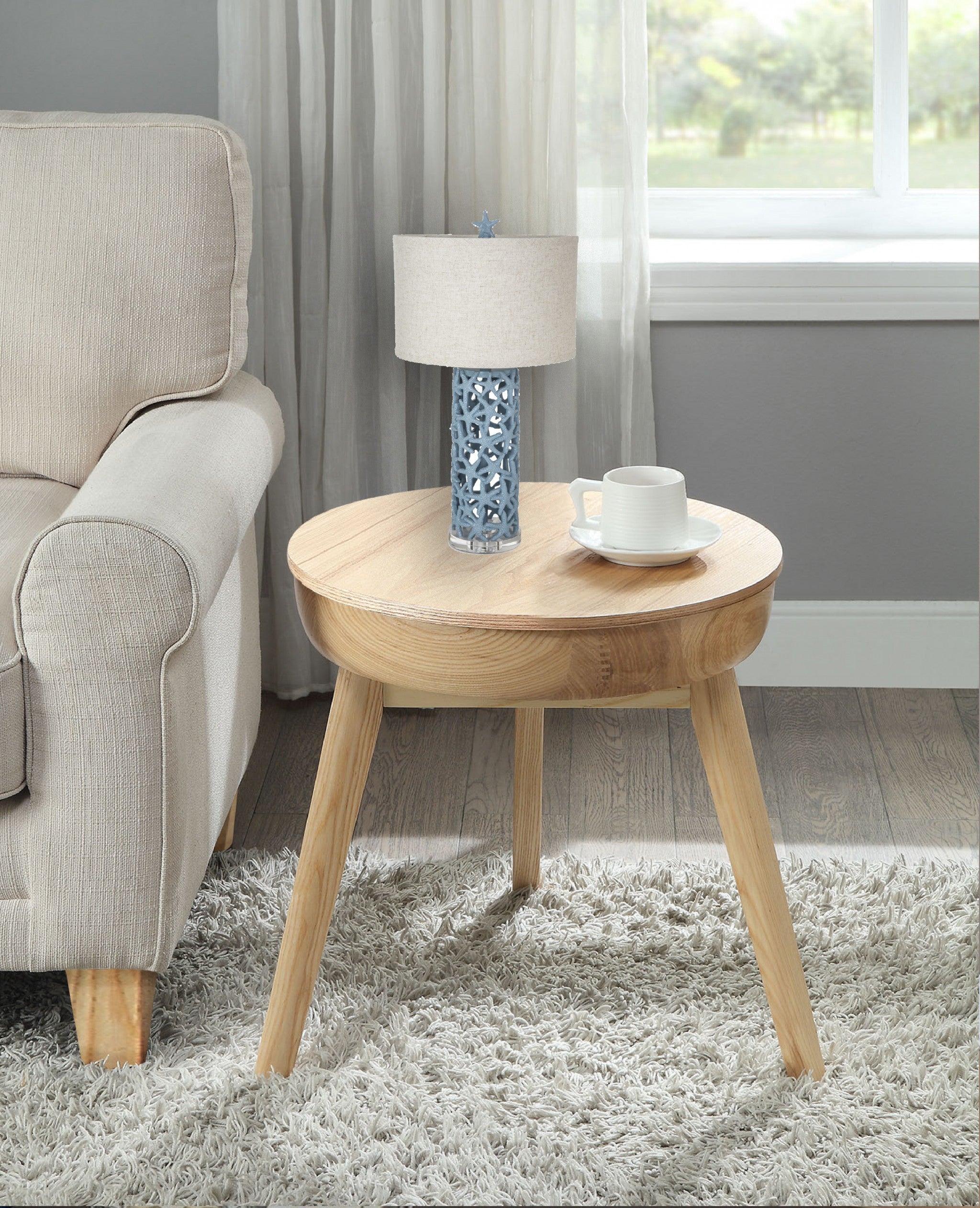 Set of 2 Turquoise Starfish Network Table Lamps