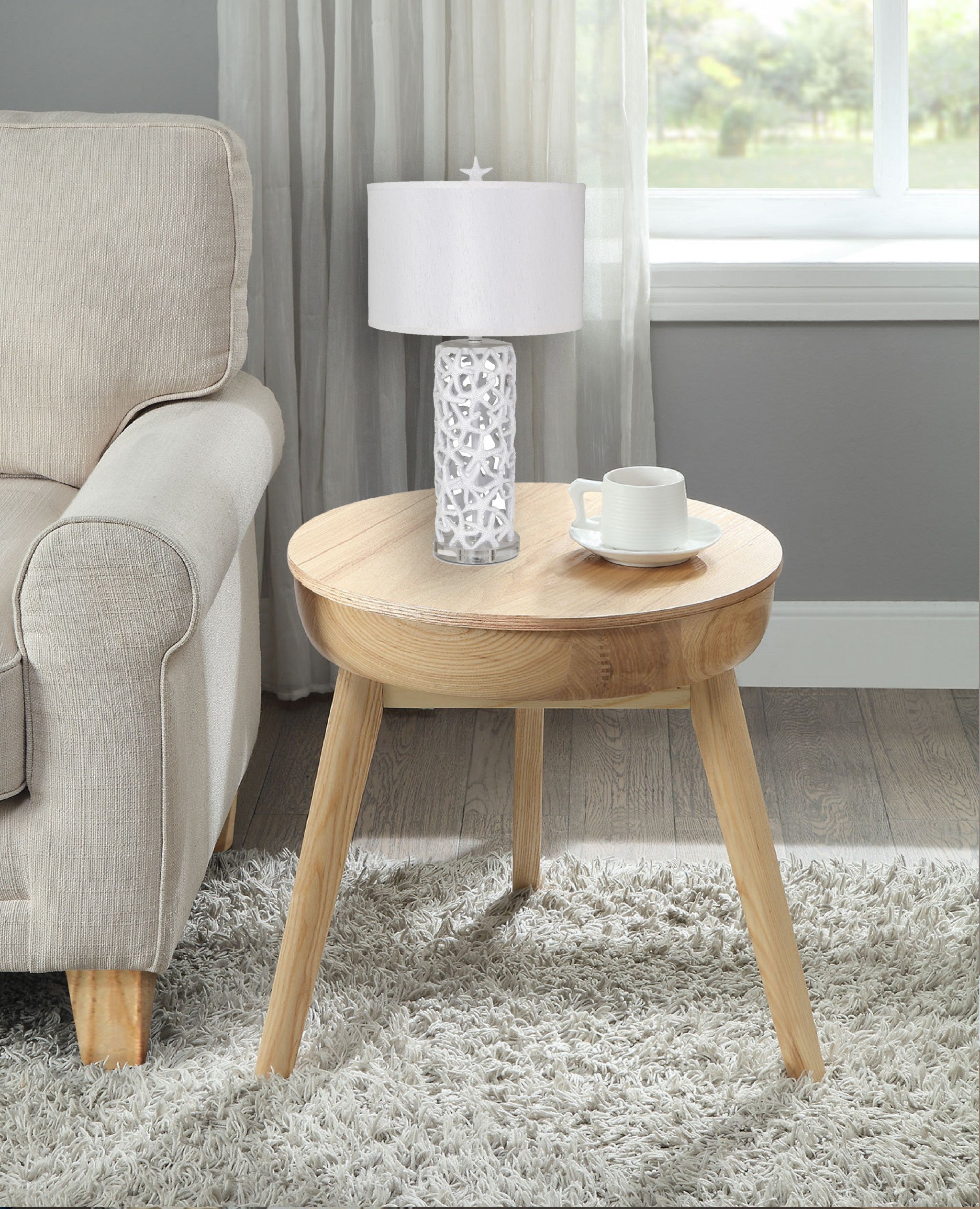 Set of 2 White Starfish Network Table Lamps