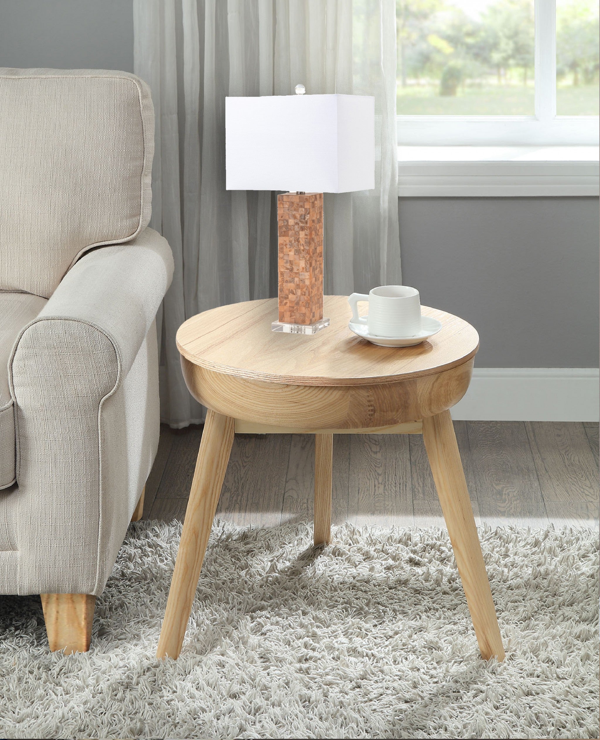 Set of 2 Coastal Sand Mother of Pearl Table Lamps